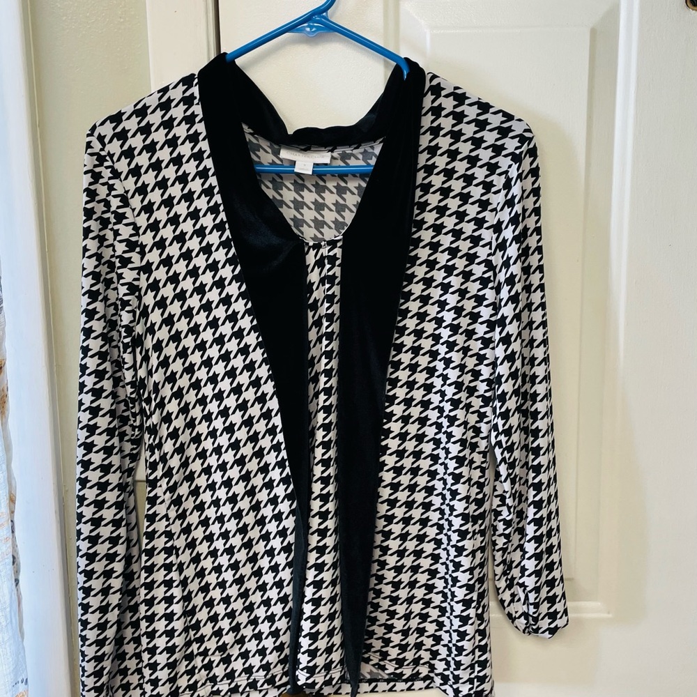 Stylish Black and White Houndstooth Women's Jacket